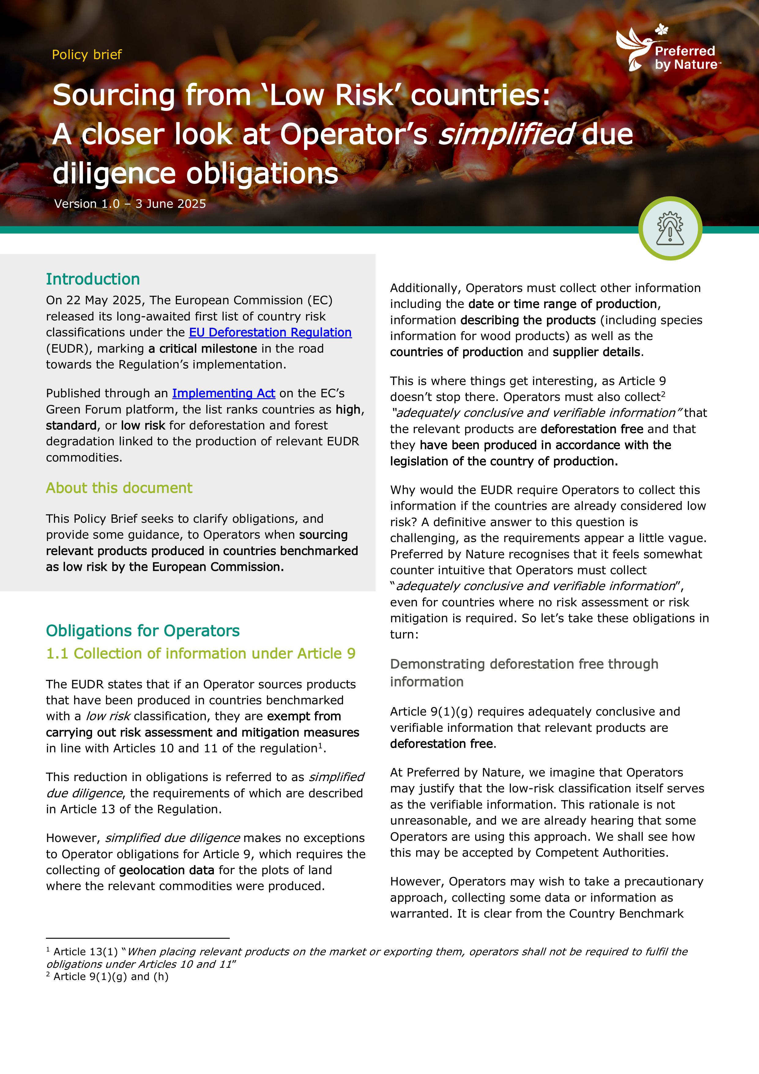 Policy brief: Sourcing from ‘Low Risk’ countries: A closer look at ...